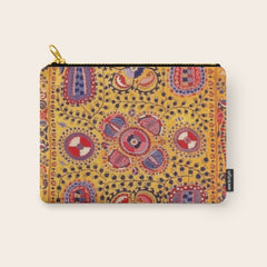 19th Century Uzbekistan Suzani with Gold Background Carry All Pouch