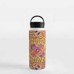 19th Century Uzbekistan Suzani with Gold Background Water Bottle