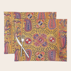 19th Century Uzbekistan Suzani with Gold Background Placemat