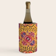 19th Century Uzbekistan Suzani with Gold Background Wine Chiller