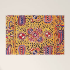 19th Century Uzbekistan Suzani with Gold Background Welcome Mat