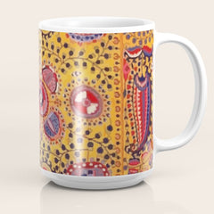 19th Century Uzbekistan Suzani with Gold Background Coffee Mug