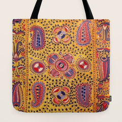 19th Century Uzbekistan Suzani with Gold Background Tote Bag