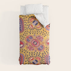 19th Century Uzbekistan Suzani with Gold Background Comforter