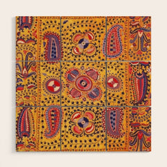 19th Century Uzbekistan Suzani with Gold Background Wood Wall Art