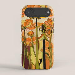 70s, Orange California poppies, mid century, 70s retro, flowers iPhone Case