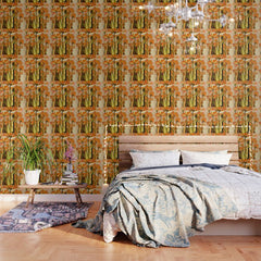 70s, Orange California poppies, mid century, 70s retro, flowers Wallpaper