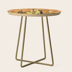 70s, Orange California poppies, mid century, 70s retro, flowers Side Table