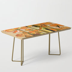 70s, Orange California poppies, mid century, 70s retro, flowers Coffee Table