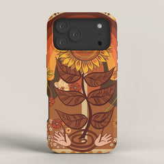 70s, Sunflower, retro, rainbow, warm colors, 60s, boho iPhone Case