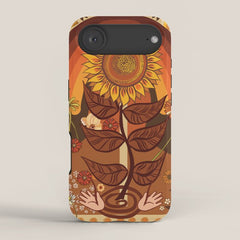 70s, Sunflower, retro, rainbow, warm colors, 60s, boho iPhone Case
