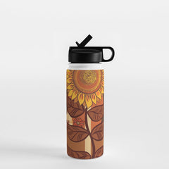 70s, Sunflower, retro, rainbow, warm colors, 60s, boho Water Bottle