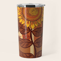 70s, Sunflower, retro, rainbow, warm colors, 60s, boho Travel Mug