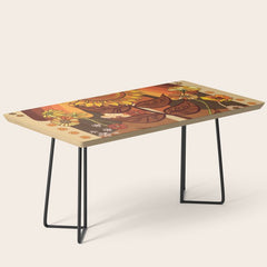 70s, Sunflower, retro, rainbow, warm colors, 60s, boho Coffee Table
