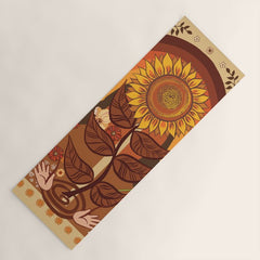 70s, Sunflower, retro, rainbow, warm colors, 60s, boho Yoga Mat