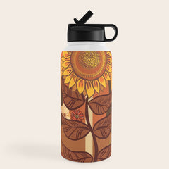 70s, Sunflower, retro, rainbow, warm colors, 60s, boho Water Bottle