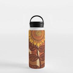 70s, Sunflower, retro, rainbow, warm colors, 60s, boho Water Bottle