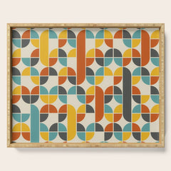 1970s Colors Mid Century Modern Geometric Pattern Serving Tray