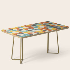 1970s Colors Mid Century Modern Geometric Pattern Coffee Table
