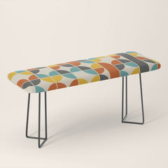 1970s Colors Mid Century Modern Geometric Pattern Bench
