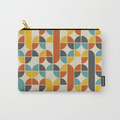 1970s Colors Mid Century Modern Geometric Pattern Carry All Pouch