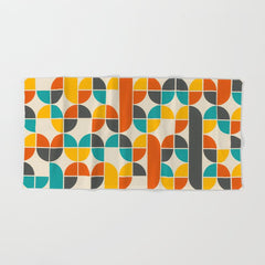 1970s Colors Mid Century Modern Geometric Pattern Bath Towel