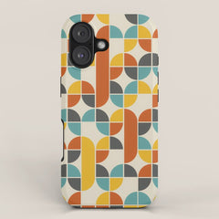 1970s Colors Mid Century Modern Geometric Pattern iPhone Case