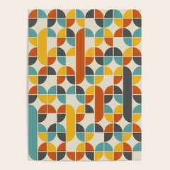 1970s Colors Mid Century Modern Geometric Pattern Poster