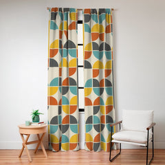 1970s Colors Mid Century Modern Geometric Pattern Window Curtain