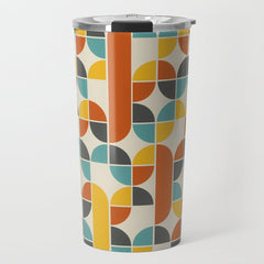 1970s Colors Mid Century Modern Geometric Pattern Travel Mug