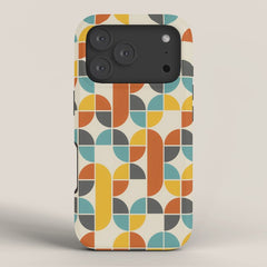 1970s Colors Mid Century Modern Geometric Pattern iPhone Case