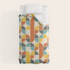 1970s Colors Mid Century Modern Geometric Pattern Comforter
