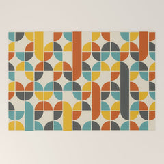 1970s Colors Mid Century Modern Geometric Pattern Welcome Mat