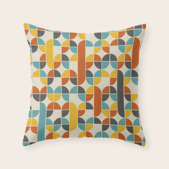 1970s Colors Mid Century Modern Geometric Pattern Throw Pillow