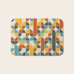 1970s Colors Mid Century Modern Geometric Pattern Bath Mat