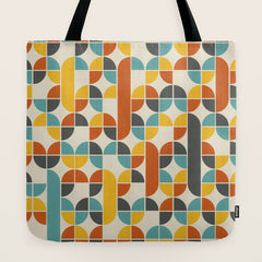 1970s Colors Mid Century Modern Geometric Pattern Tote Bag