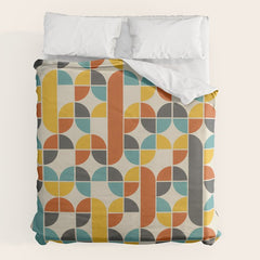 1970s Colors Mid Century Modern Geometric Pattern Duvet Cover