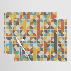 1970s Colors Mid Century Modern Geometric Pattern Placemat
