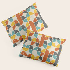 1970s Colors Mid Century Modern Geometric Pattern Pillow Sham