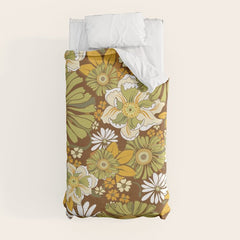 70s Retro Flower Power boho pattern Duvet Cover