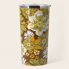 70s Retro Flower Power boho pattern Travel Mug