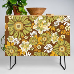 70s Retro Flower Power boho pattern Credenza