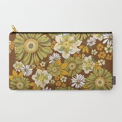 70s Retro Flower Power boho pattern Carry All Pouch