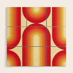 70s Retro Sun Wood Wall Art