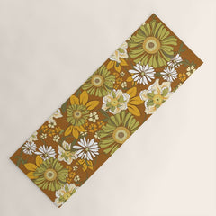 70s Retro Flower Power boho pattern Yoga Mat