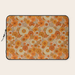70s retro vintage daisies, flowers, orange, peach Laptop Sleeve