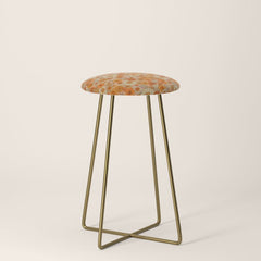 70s retro vintage daisies, flowers, orange, peach Stool