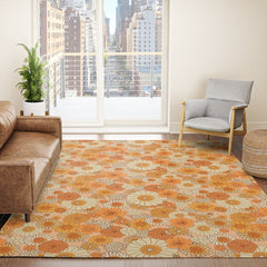 70s retro vintage daisies, flowers, orange, peach Rug