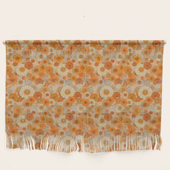 70s retro vintage daisies, flowers, orange, peach Wall Hanging