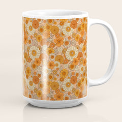 70s retro vintage daisies, flowers, orange, peach Coffee Mug